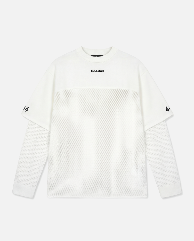 T DOUBEL SLEEVE KNIT WHITE