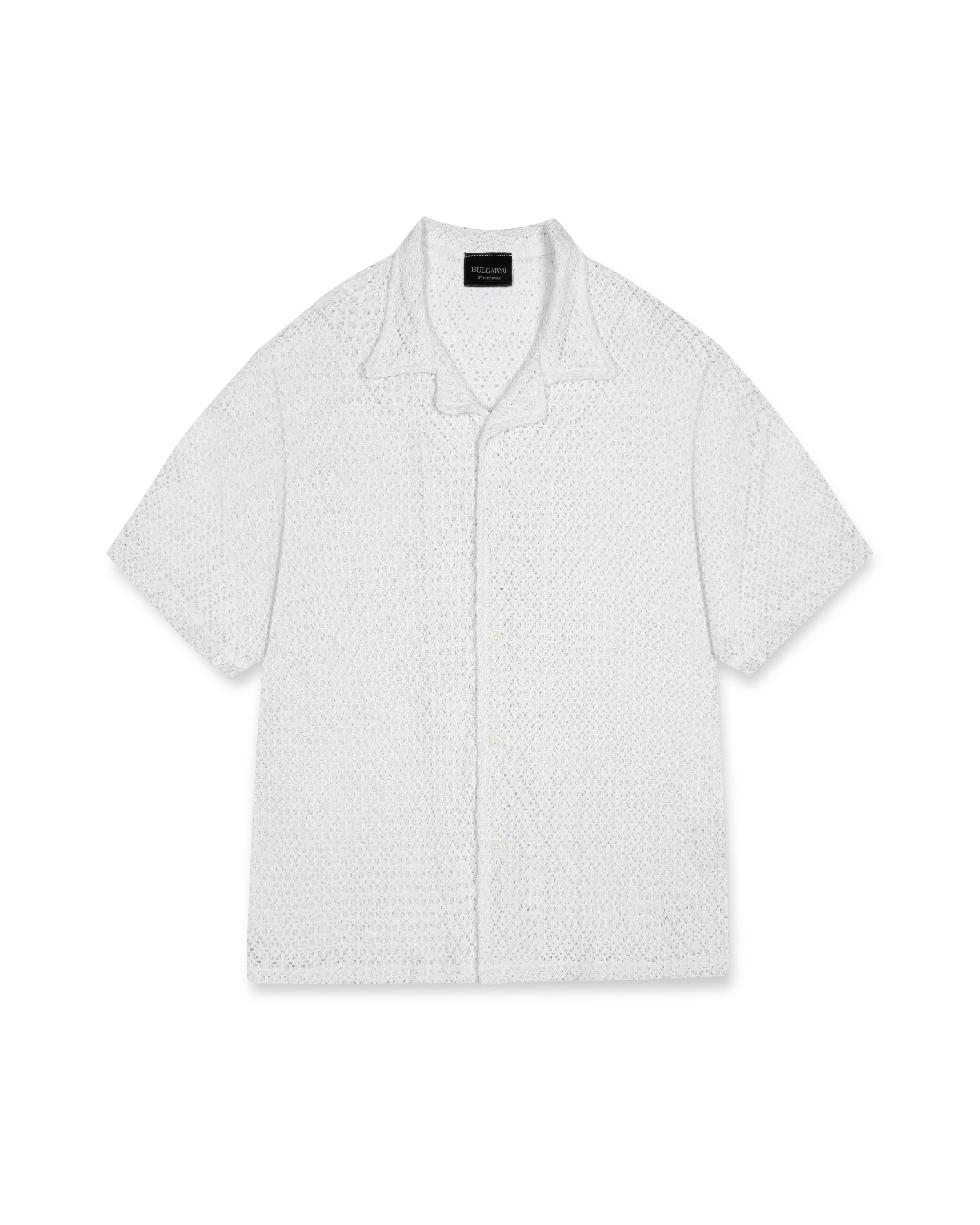 BUTTONED MESH - FLOWERS WHITE