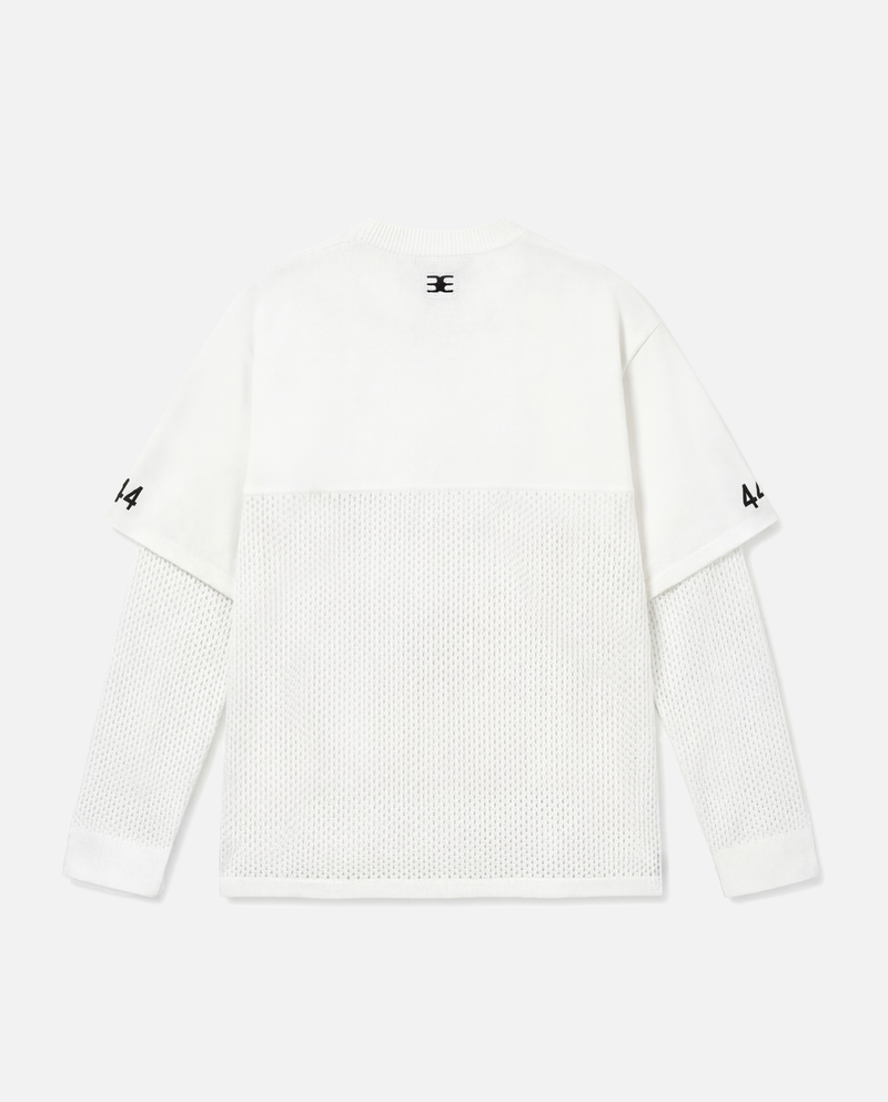 T DOUBEL SLEEVE KNIT      WHITE
