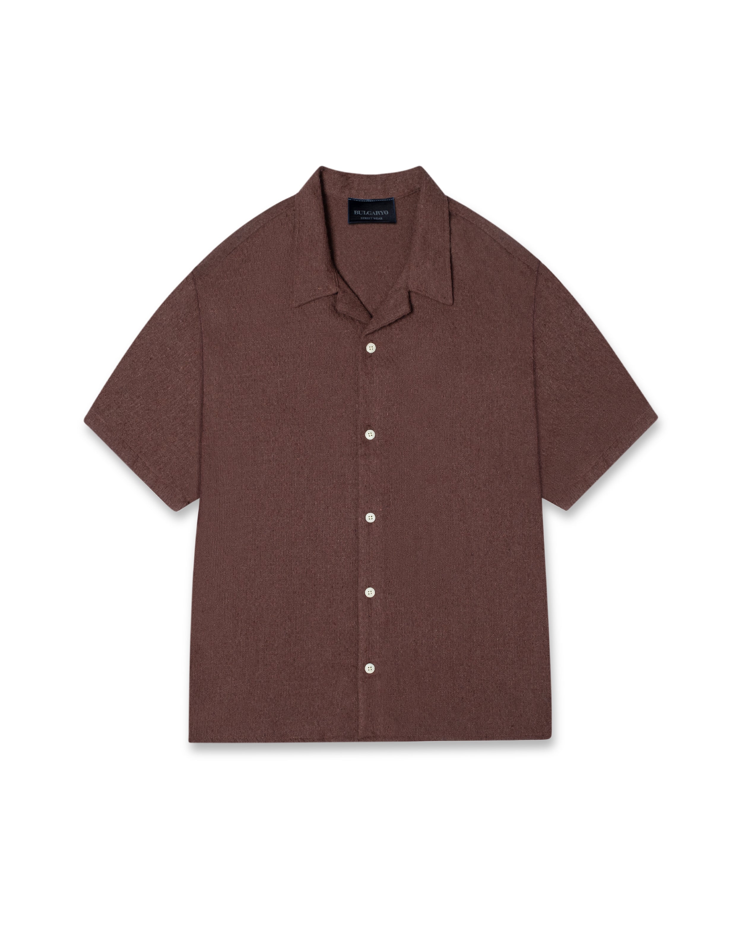 BOTTONED T - SQUARE BROWN