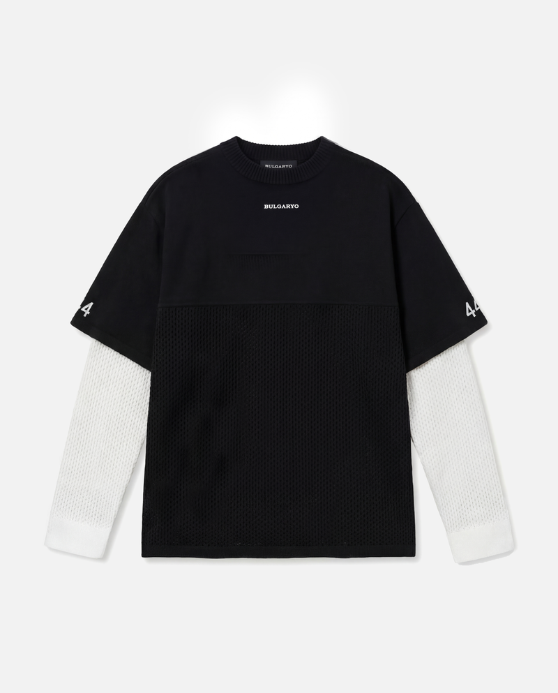 T DOUBEL SLEEVE KNIT      BLACK