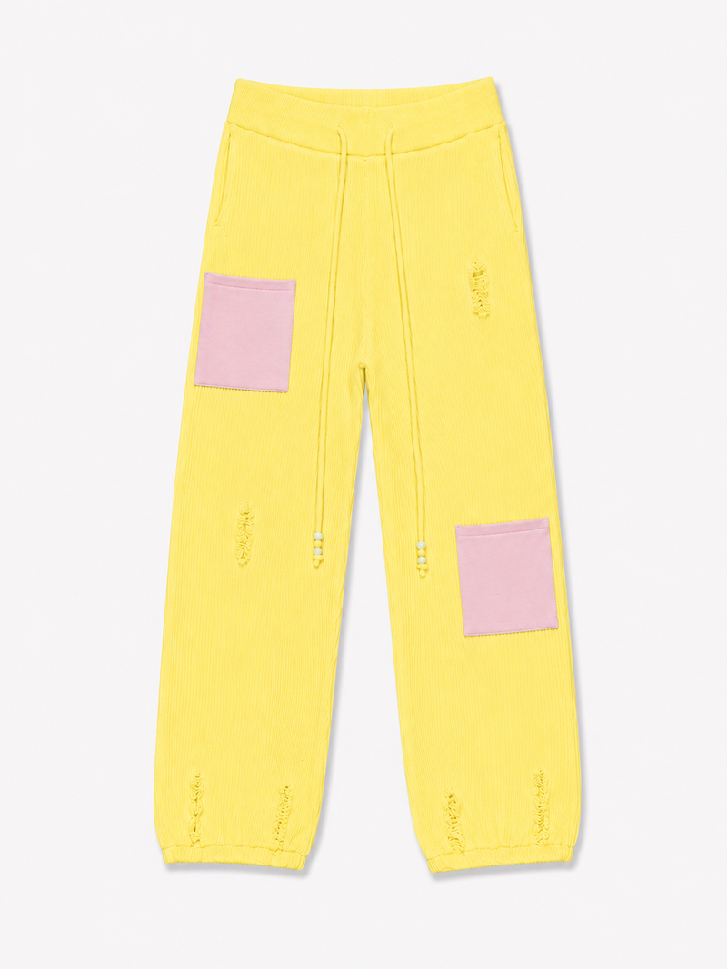 GRID KNIT PANTS           YELLOW
