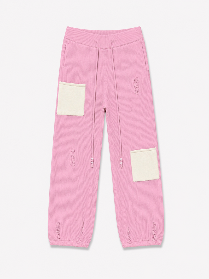 GRID KNIT PANTS           PINK