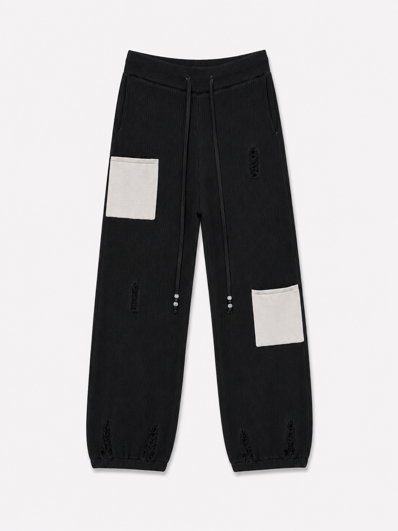 GRID KNIT PANTS           BLACK