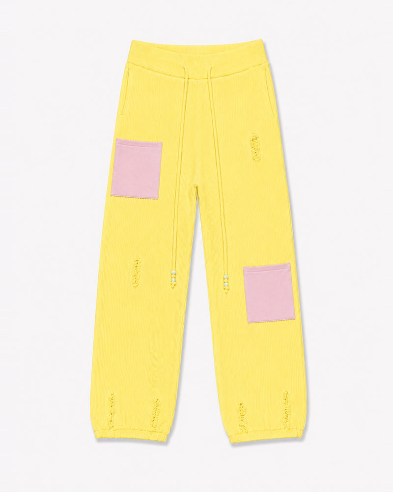 GRID KNIT PANTS           YELLOW