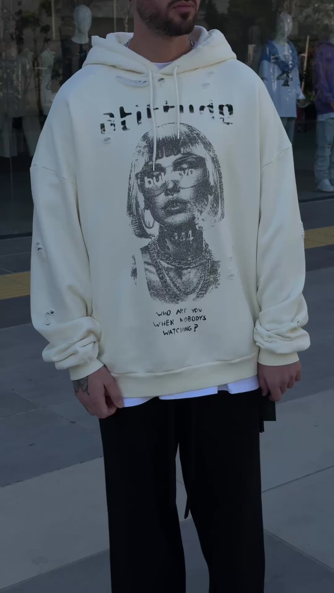 BULGARYO ATITTUDE HOODIE  WHITE